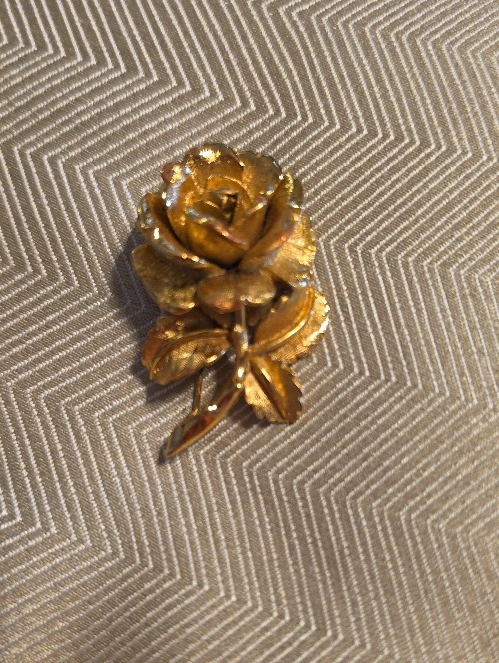 Gold-Tone Rose Brooch Pin